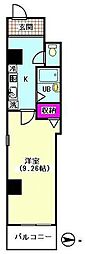 ベルヒルズマンション 1Kの間取図画像