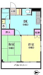 第二浅間マンション 2DKの間取図画像
