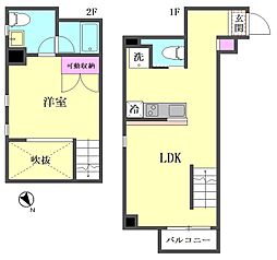 3Dアパートメント 1LDKの間取図画像