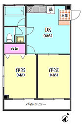 コーポ川田 2階2DKの間取り