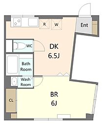 高山ビルB棟 1DKの間取図画像