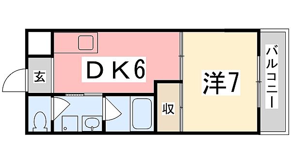コーポふくい 203｜兵庫県姫路市琴岡町(賃貸マンション1DK・2階・32.19㎡)の写真 その2