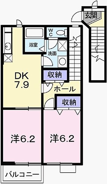 サンシャルマン 202｜兵庫県姫路市南条２丁目(賃貸アパート2DK・2階・47.07㎡)の写真 その2