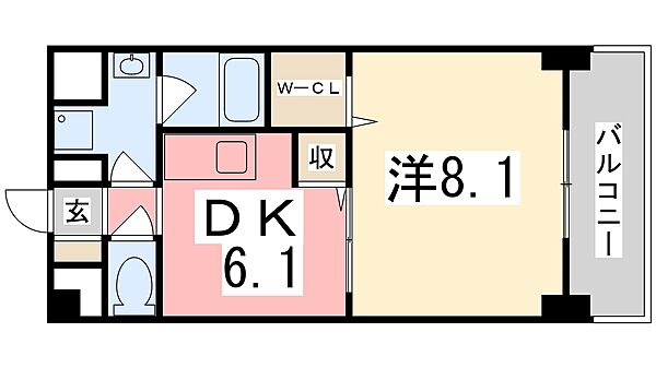 アスリート東延末 505｜兵庫県姫路市東延末１丁目(賃貸マンション1DK・5階・37.77㎡)の写真 その2