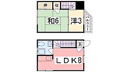 ビラージュ土居A棟 2LDKの間取図画像