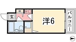 ベルトピア手柄1 1Kの間取図画像