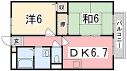 パセオ書写B 2DKの間取図画像