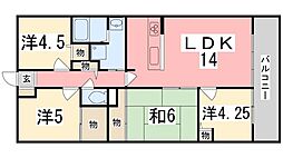 ロワイヤル東今宿 4LDKの間取図画像