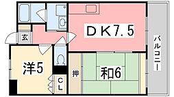 ラ・バレーヌ辻井 2DKの間取図画像