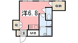 インタービレッジ塩町1 ワンルームの間取図画像