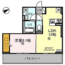 D-PLACE城西 1LDKの間取図画像