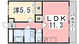グラッチェ1番館 1LDKの間取図画像