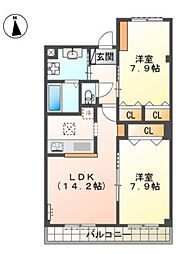 コンフォート 2LDKの間取図画像