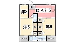 ヴィラナリー夢前 3DKの間取図画像