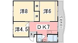 溝口ハイツ 3DKの間取図画像