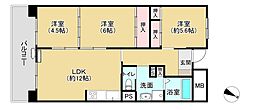 県営姫路東夢前台住宅9号棟 3LDKの間取図画像