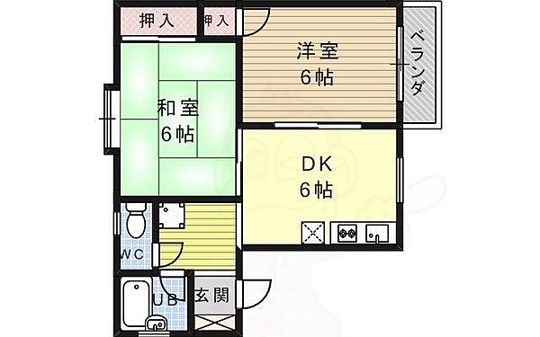 大阪府高槻市郡家新町(賃貸アパート2DK・1階・40.00㎡)の写真 その2