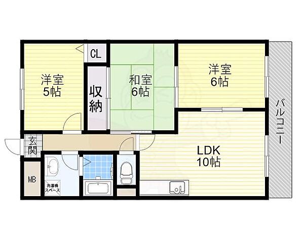 大阪府高槻市大蔵司２丁目(賃貸マンション3LDK・3階・61.00㎡)の写真 その2