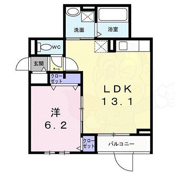 大阪府高槻市本町(賃貸アパート1LDK・2階・43.98㎡)の写真 その2