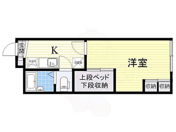 大阪府高槻市須賀町(賃貸アパート1K・2階・22.35㎡)の写真 その2
