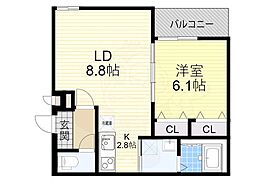 JR東海道・山陽本線 島本駅 徒歩8分の賃貸アパート 2階1LDKの間取り