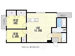 サイアミーズ春日町 2LDKの間取図画像