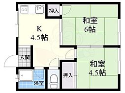 奥田コーポ 2Kの間取図画像