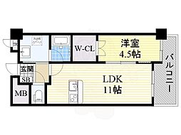ヴェルドゥール南茨木 1LDKの間取図画像