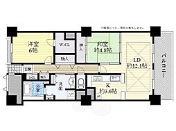 ローレルスクエア高槻ウエストタワーA棟 2LDKの間取図画像