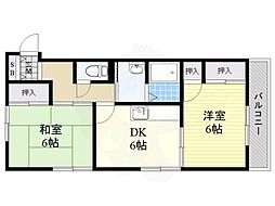 タカモリハイツ 2DKの間取図画像