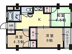 高槻第2コーポラス 3Kの間取図画像
