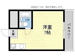 ステップ上牧A棟 ワンルームの間取図画像