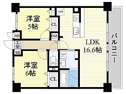 ネオコート上土室 2LDKの間取図画像