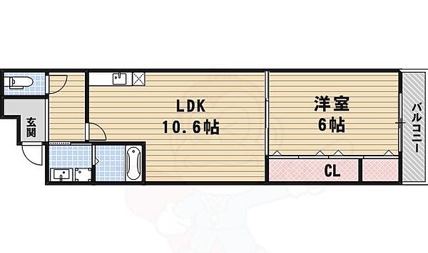 大阪府大阪市東住吉区北田辺６丁目(賃貸アパート1LDK・2階・39.57㎡)の写真 その2