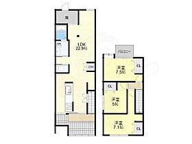 文の里3丁目　3L戸建て  ｜ 大阪府大阪市阿倍野区文の里３丁目（賃貸テラスハウス3LDK・2階・91.00㎡） その2