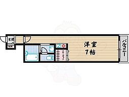 ドエルレーベンアネックス 3階ワンルームの間取り