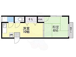 垣内マンション 1LDKの間取図画像