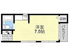 ブルーランス ワンルームの間取図画像