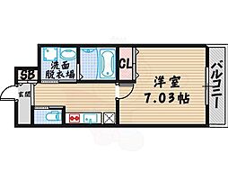 クローバー・グランデ長居公園 1Kの間取図画像