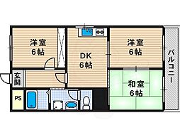 パレス丸山 3DKの間取図画像