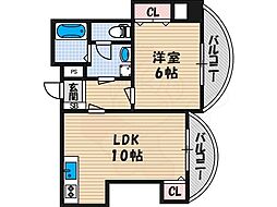 シャトー長居 1LDKの間取図画像