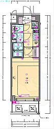 プレデコート北田辺 1Kの間取図画像