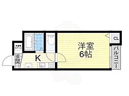 クローバー住吉南 1Kの間取図画像