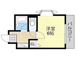サンライズ長居 1Kの間取図画像