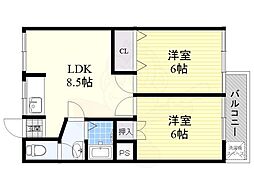 ジョヴァンニアドニス 2LDKの間取図画像