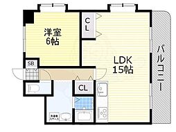 ロイヤルキタノ 1LDKの間取図画像