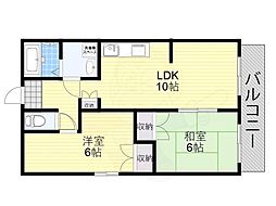 フレグランス濱田2 2LDKの間取図画像