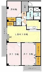 オリオノハイム2 3LDKの間取図画像