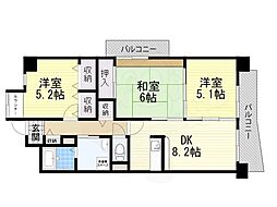 サンプラザ湯里南 3DKの間取図画像
