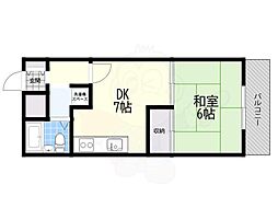 ネオポルテK.U. 1DKの間取図画像